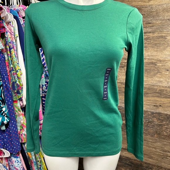 Lands' End Green Fitted Long Sleeve Tee - Picture 1 of 5